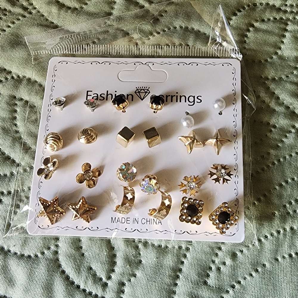 Fashion Jewelry Gold and Silver Earring Set
